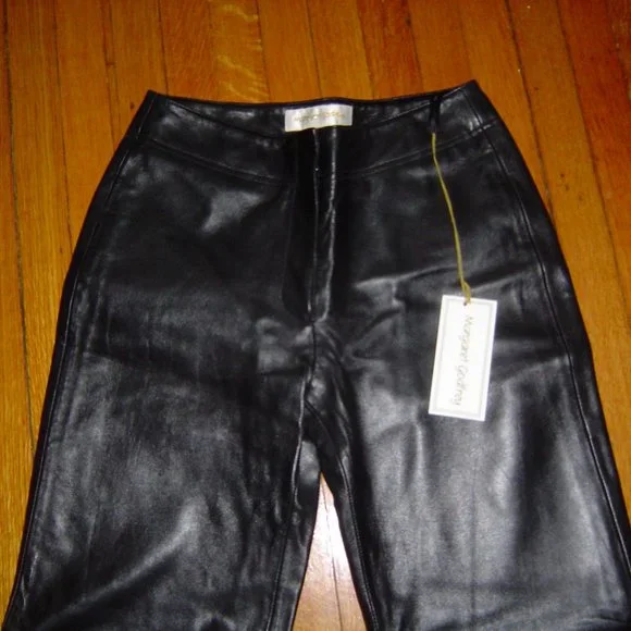 MARGARET GODFREY BLACK LEATHER WIDE LEG PANTS NWT 6